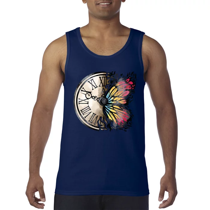 Butterfly Clock Design Tank Top