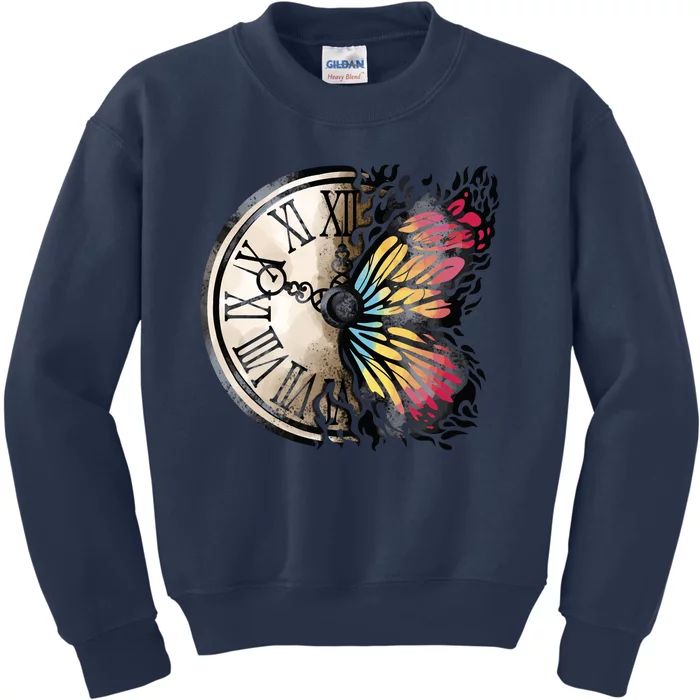 Butterfly Clock Design Kids Sweatshirt