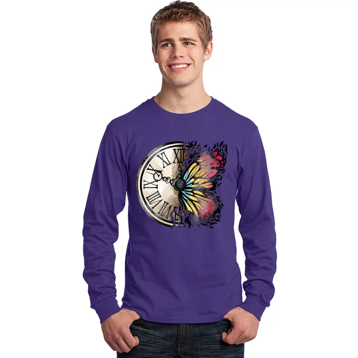 Butterfly Clock Design Long Sleeve Shirt