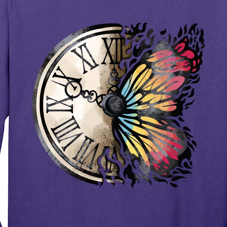 Butterfly Clock Design Long Sleeve Shirt