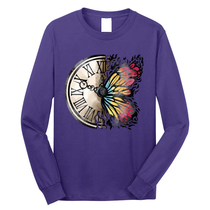 Butterfly Clock Design Long Sleeve Shirt