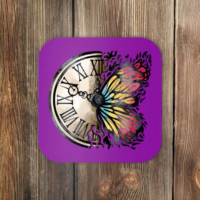 Butterfly Clock Design Coaster