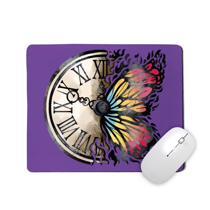 Butterfly Clock Design Mousepad