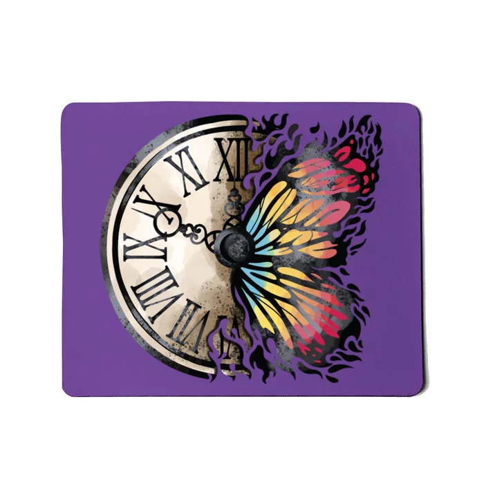 Butterfly Clock Design Mousepad