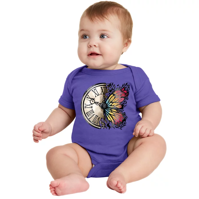 Butterfly Clock Design Baby Bodysuit