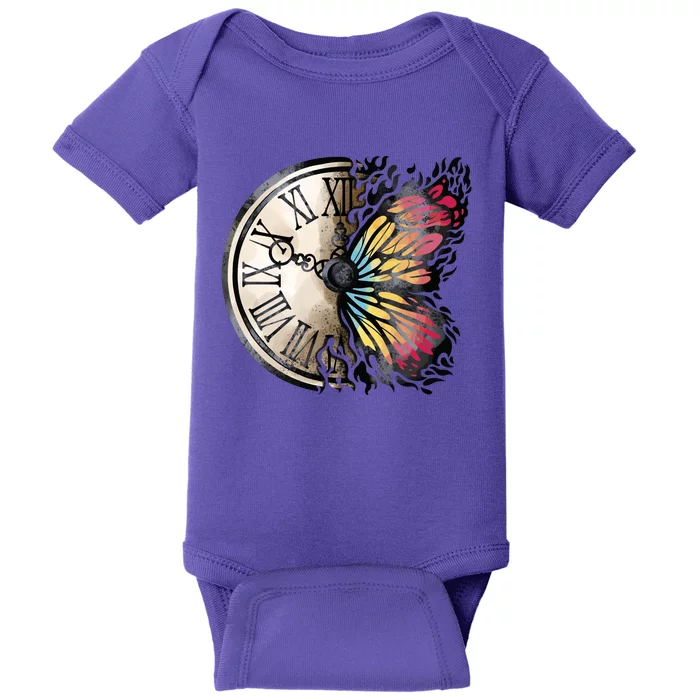 Butterfly Clock Design Baby Bodysuit