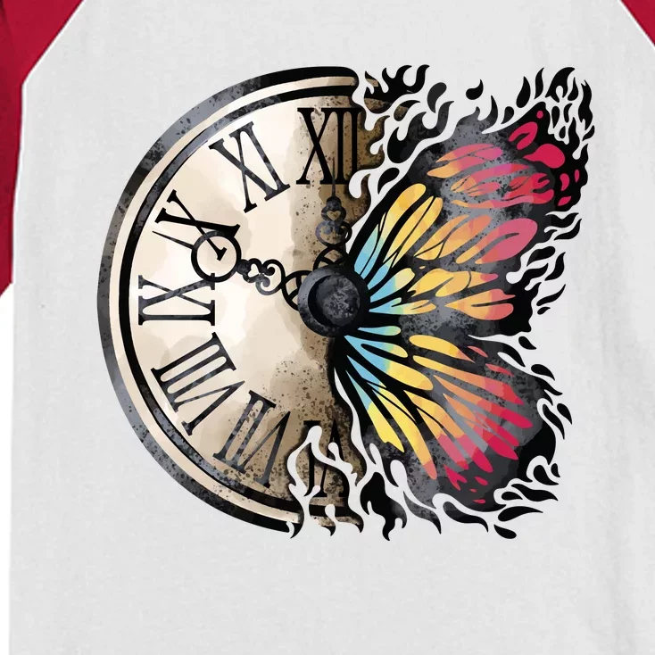 Butterfly Clock Design Kids Colorblock Raglan Jersey