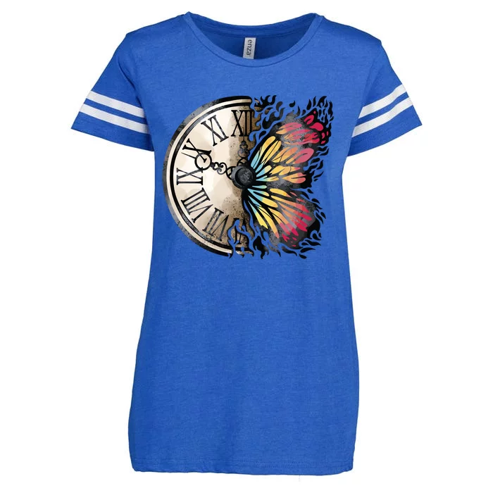 Butterfly Clock Design Enza Ladies Jersey Football T-Shirt