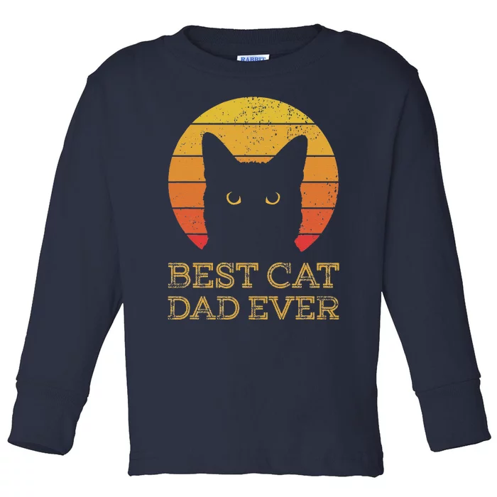 Best Cat Dad Ever Vintage Funny Cat Daddy Fathers Day Toddler Long Sleeve Shirt