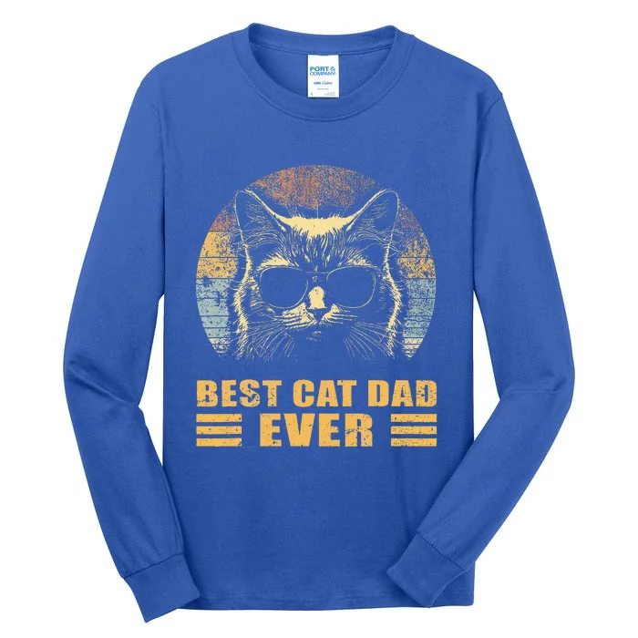 Best Cat Dad Ever FatherS Day Tall Long Sleeve T-Shirt