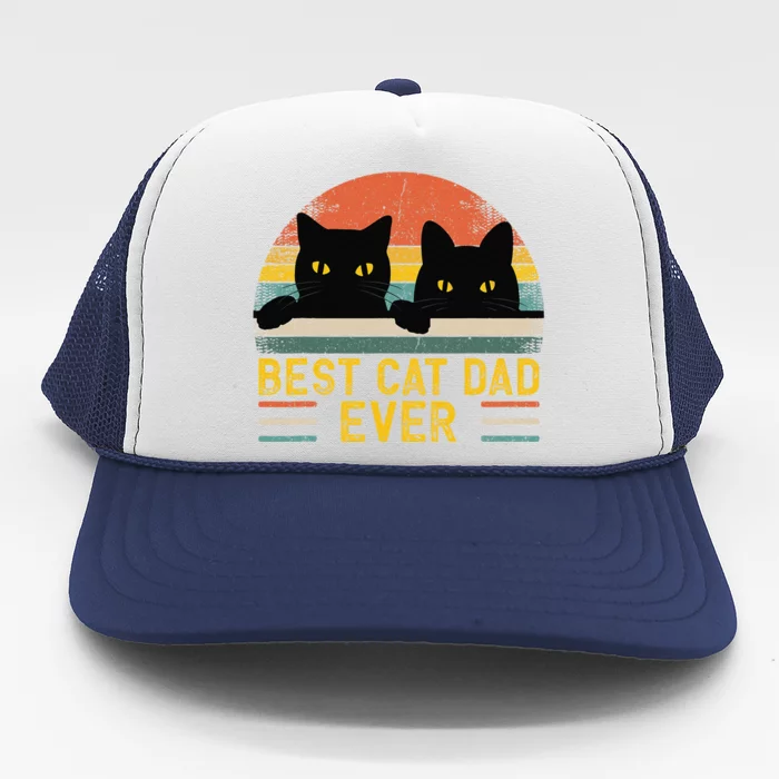 Best Cat Dad Ever Vintage Retro Style Black Cats Lover Trucker Hat