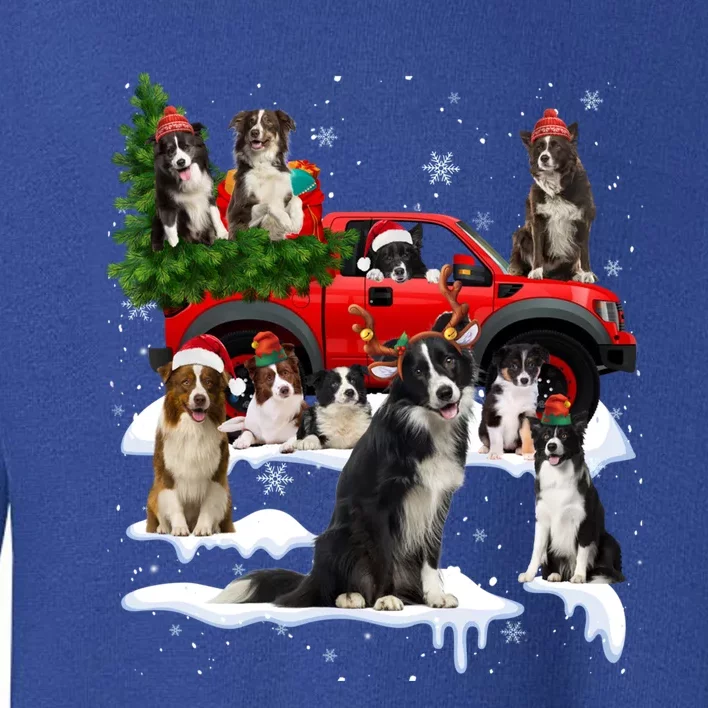 Border Collie Dog Red Truck Christmas Tree Santa Ugly Xmas Cute Gift Toddler Sweatshirt