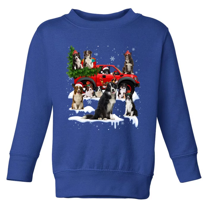 Border Collie Dog Red Truck Christmas Tree Santa Ugly Xmas Cute Gift Toddler Sweatshirt