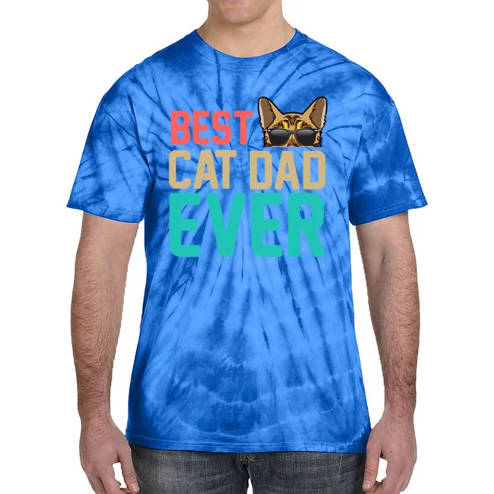 Best Cat Dad Ever Funny Bengal Cat Papa Gift Tie-Dye T-Shirt