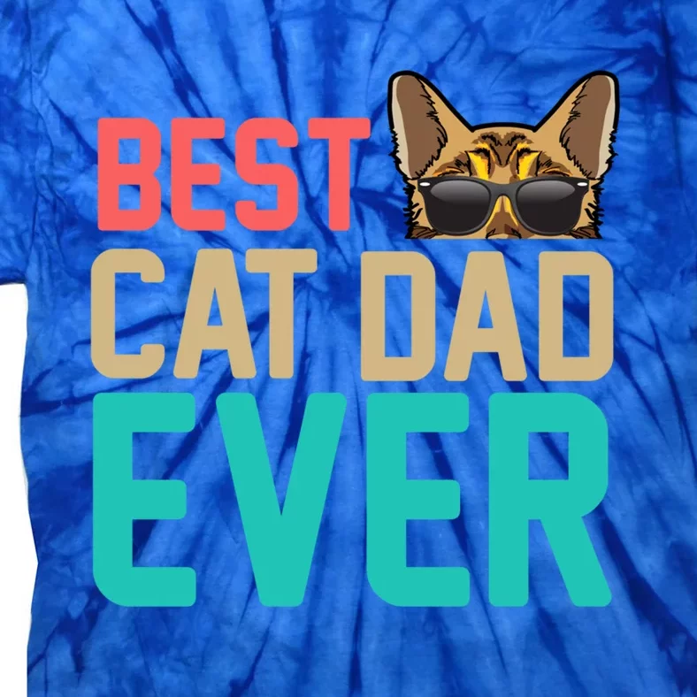 Best Cat Dad Ever Funny Bengal Cat Papa Gift Tie-Dye T-Shirt