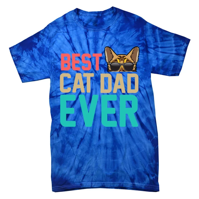 Best Cat Dad Ever Funny Bengal Cat Papa Gift Tie-Dye T-Shirt