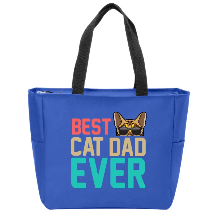 Best Cat Dad Ever Funny Bengal Cat Papa Gift Zip Tote Bag