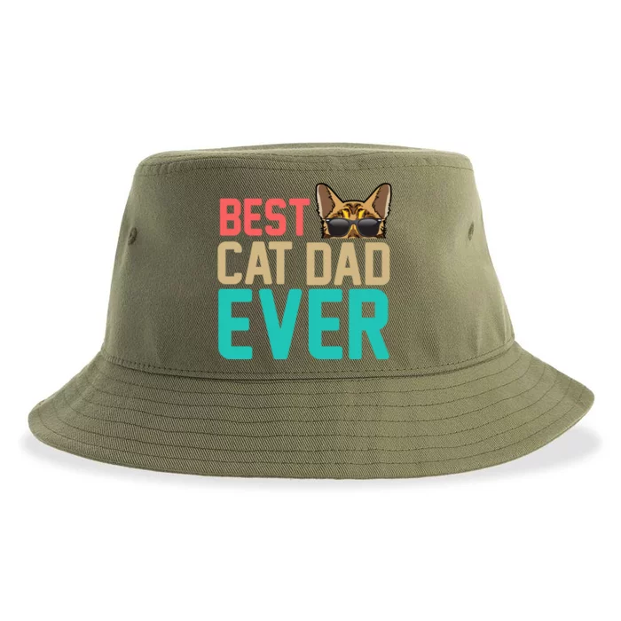 Best Cat Dad Ever Funny Bengal Cat Papa Gift Sustainable Bucket Hat