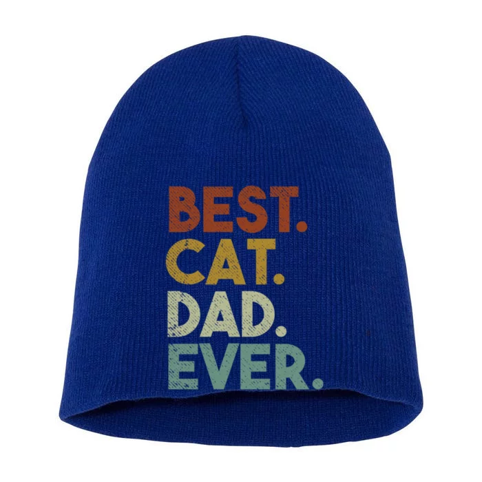 Best Cat Dad Ever Retro Gift Short Acrylic Beanie