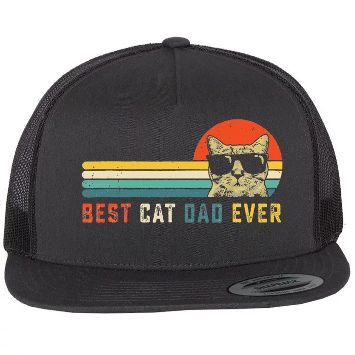 Best Cat Dad Ever FatherS Day Gift Cat Daddy Flat Bill Trucker Hat