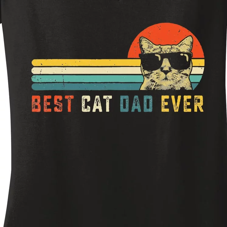 Best Cat Dad Ever FatherS Day Gift Cat Daddy Women's V-Neck T-Shirt