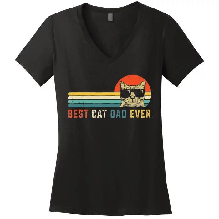 Best Cat Dad Ever FatherS Day Gift Cat Daddy Women's V-Neck T-Shirt