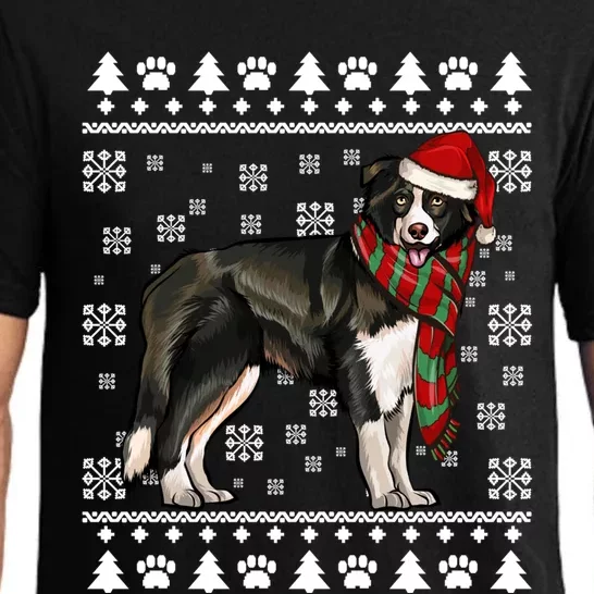 Border Collie Dog Santa Hat Xmas Ugly Christmas Gift Pajama Set