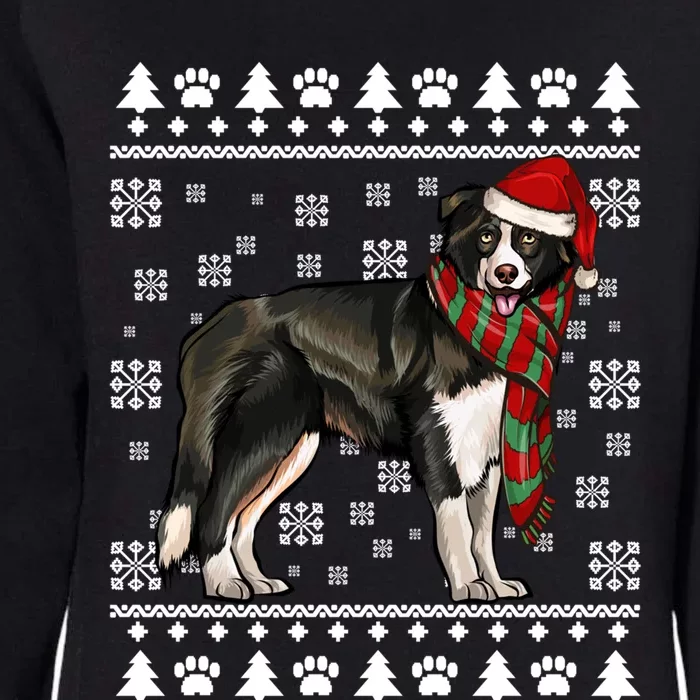 Border Collie Dog Santa Hat Xmas Ugly Christmas Gift Womens California Wash Sweatshirt