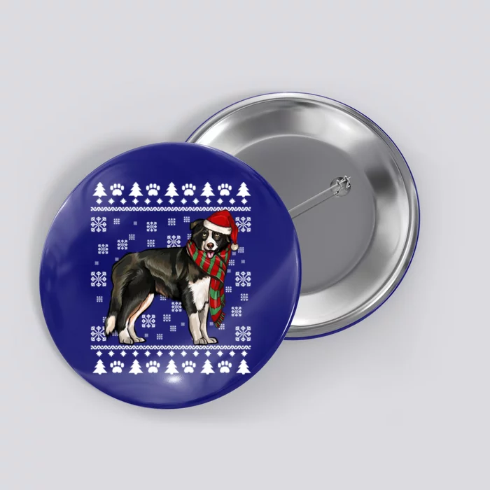 Border Collie Dog Santa Hat Xmas Ugly Christmas Gift Button