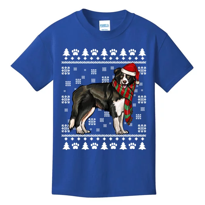 Border Collie Dog Santa Hat Xmas Ugly Christmas Gift Kids T-Shirt