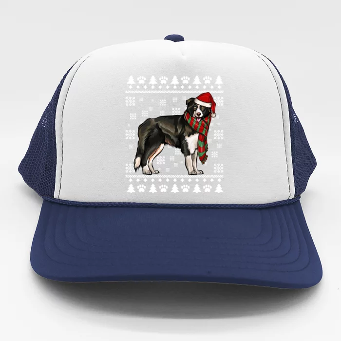 Border Collie Dog Santa Hat Xmas Ugly Christmas Gift Trucker Hat