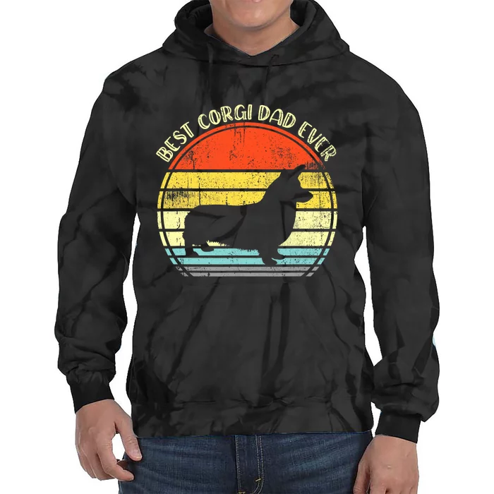 Best Corgi Dad Ever Retro Tie Dye Hoodie