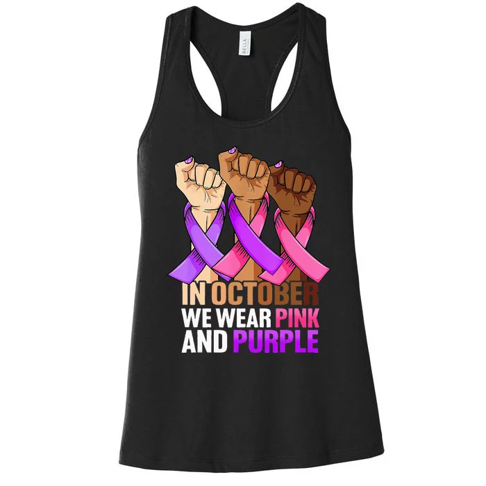 Breast Cancer Domestic Violence Awareness Pink Purple Ribbon Women's Racerback Tank