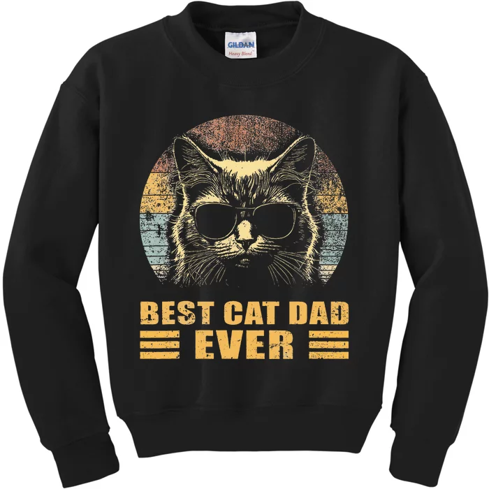 Best Cat Dad Ever FatherS Day Kids Sweatshirt