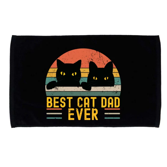 Best Cat Dad Ever Vintage Retro Style Black Cats Lover Microfiber Hand Towel