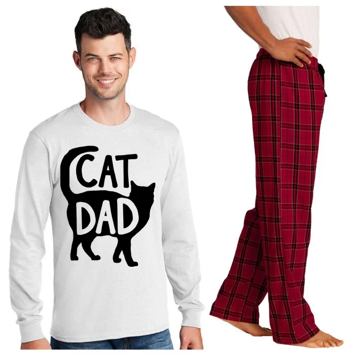 Best Cat Dad Fathers Day Men Kitty Daddy Papa Christmas Long Sleeve Pajama Set