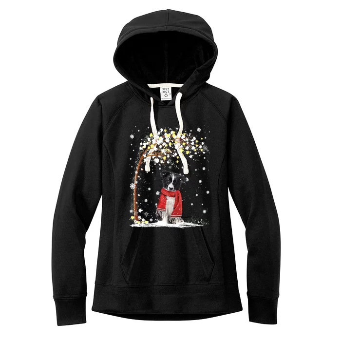 Border Collie Dog Tree Christmas Snow Pajama Xmas Dog Lover Cool Gift Women's Fleece Hoodie