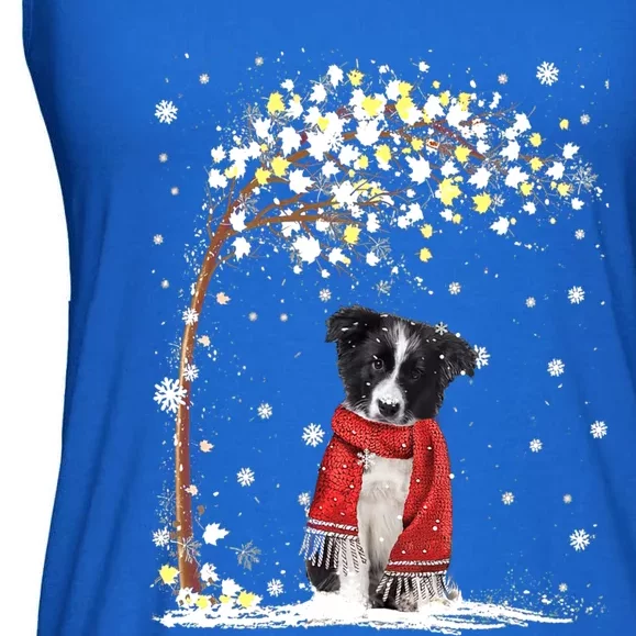 Border Collie Dog Tree Christmas Snow Pajama Xmas Dog Lover Cool Gift Ladies Essential Flowy Tank