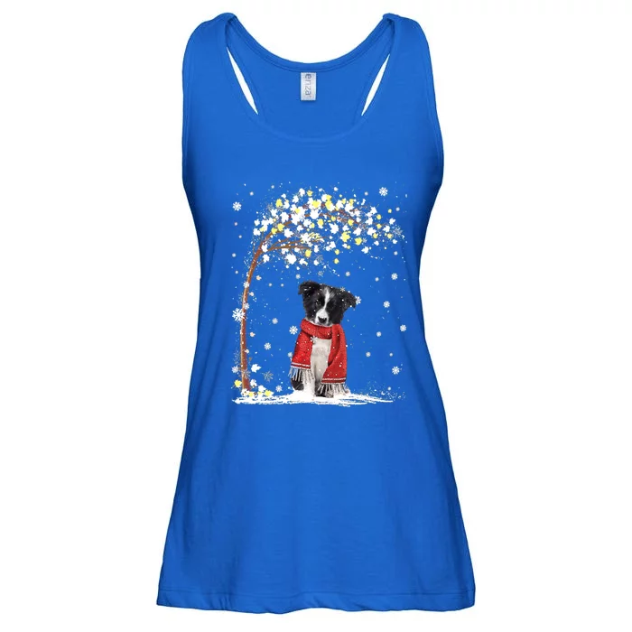 Border Collie Dog Tree Christmas Snow Pajama Xmas Dog Lover Cool Gift Ladies Essential Flowy Tank