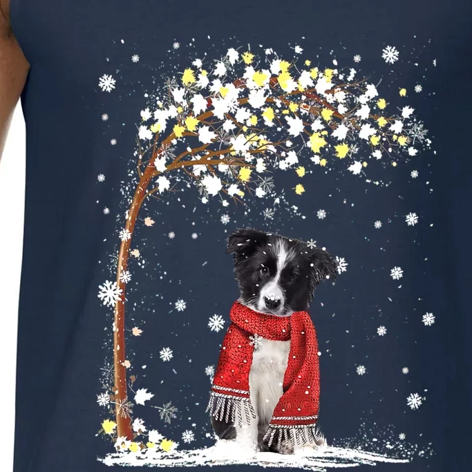 Border Collie Dog Tree Christmas Snow Pajama Xmas Dog Lover Cool Gift Comfort Colors® Tank Top