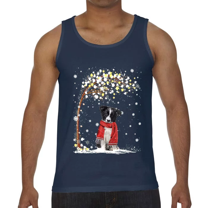 Border Collie Dog Tree Christmas Snow Pajama Xmas Dog Lover Cool Gift Comfort Colors® Tank Top