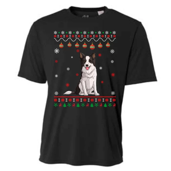 Border Collie Dog Ugly Xmas Design Matching Ugly Christmas Gift Cooling Performance Crew T-Shirt