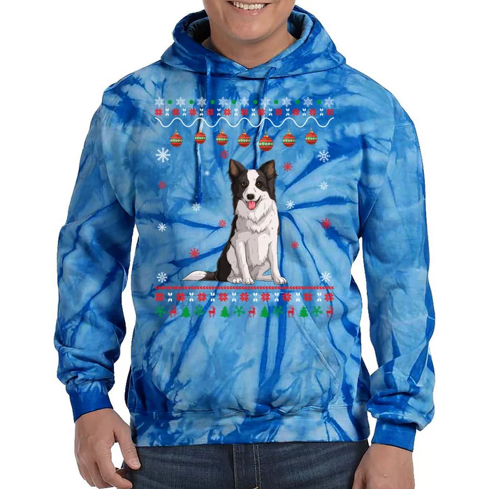 Border Collie Dog Ugly Xmas Design Matching Ugly Christmas Gift Tie Dye Hoodie