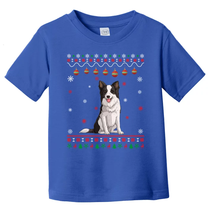 Border Collie Dog Ugly Xmas Design Matching Ugly Christmas Gift Toddler T-Shirt