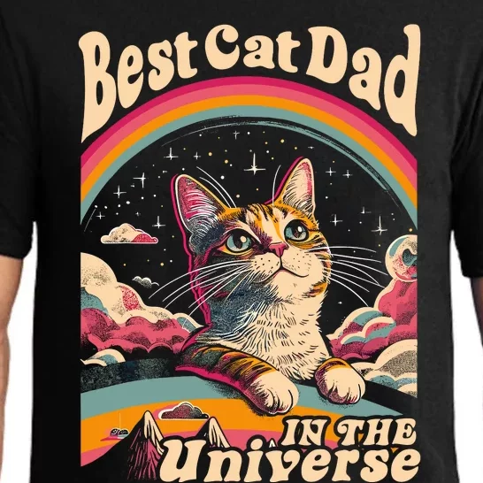 Best Cat Dad In The Universe 60s 70s Hippie Aesthetic Pajama Set