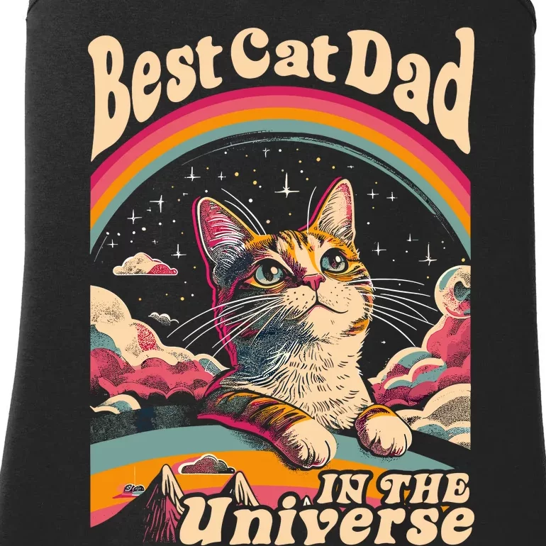 Best Cat Dad In The Universe 60s 70s Hippie Aesthetic Ladies Essential Tank