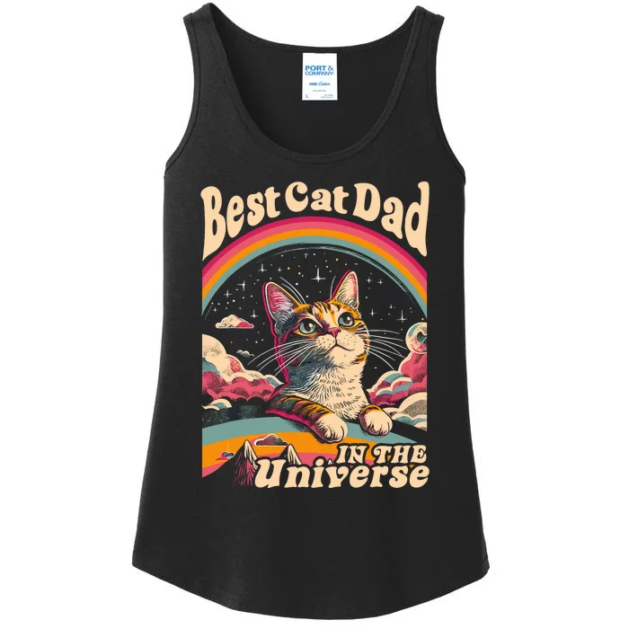 Best Cat Dad In The Universe 60s 70s Hippie Aesthetic Ladies Essential Tank