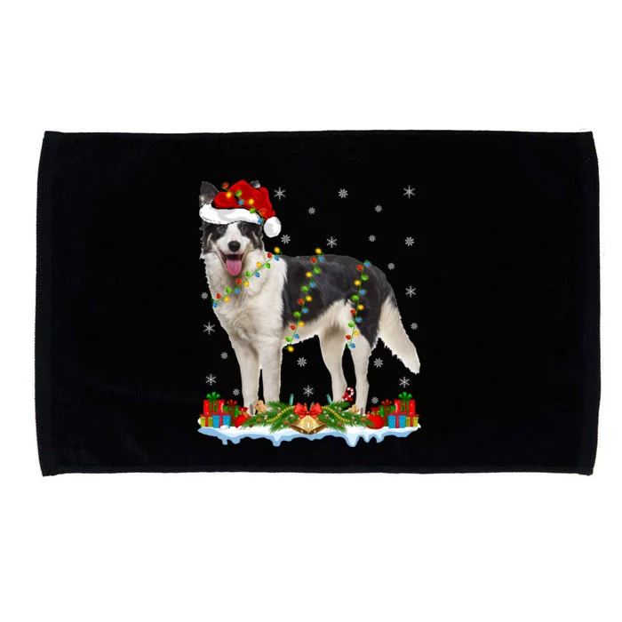 Border Collie Dog Xmas Lights Santa Border Collie Christmas Gift Microfiber Hand Towel