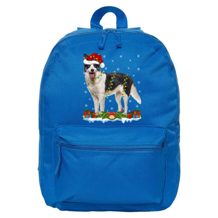 Border Collie Dog Xmas Lights Santa Border Collie Christmas Gift 16 in Basic Backpack