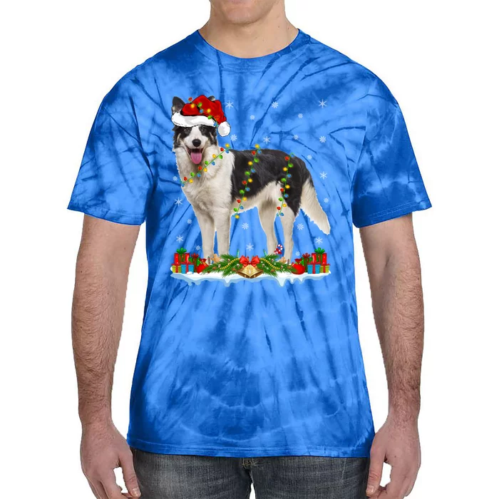 Border Collie Dog Xmas Lights Santa Border Collie Christmas Gift Tie-Dye T-Shirt